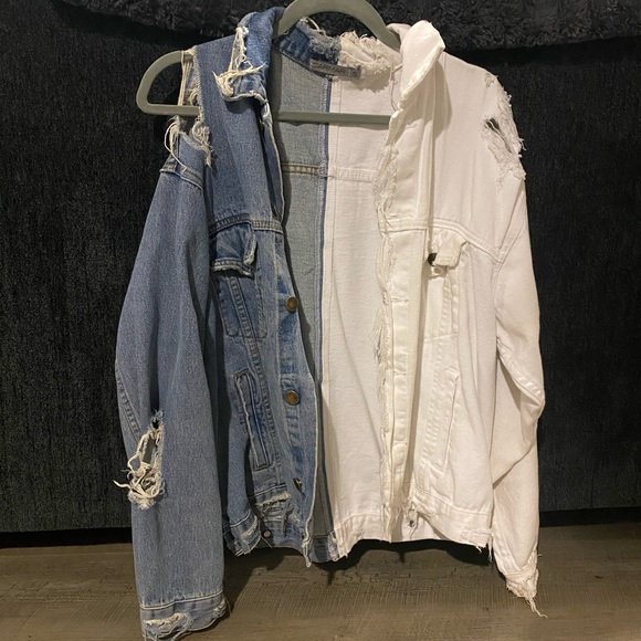 white denim half jacket